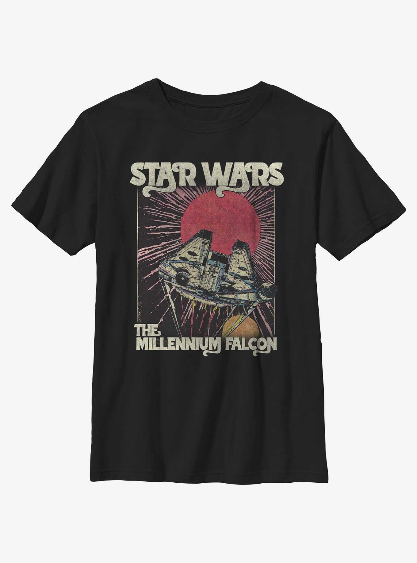 Star Wars Retro Millennium Falcon Poster Youth T-Shirt, , hi-res