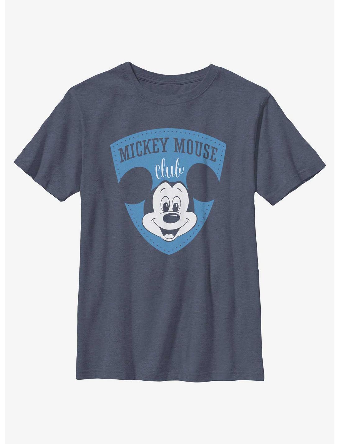 Disney100 Mickey Mouse Club Shield Youth T-Shirt, NAVY HTR, hi-res