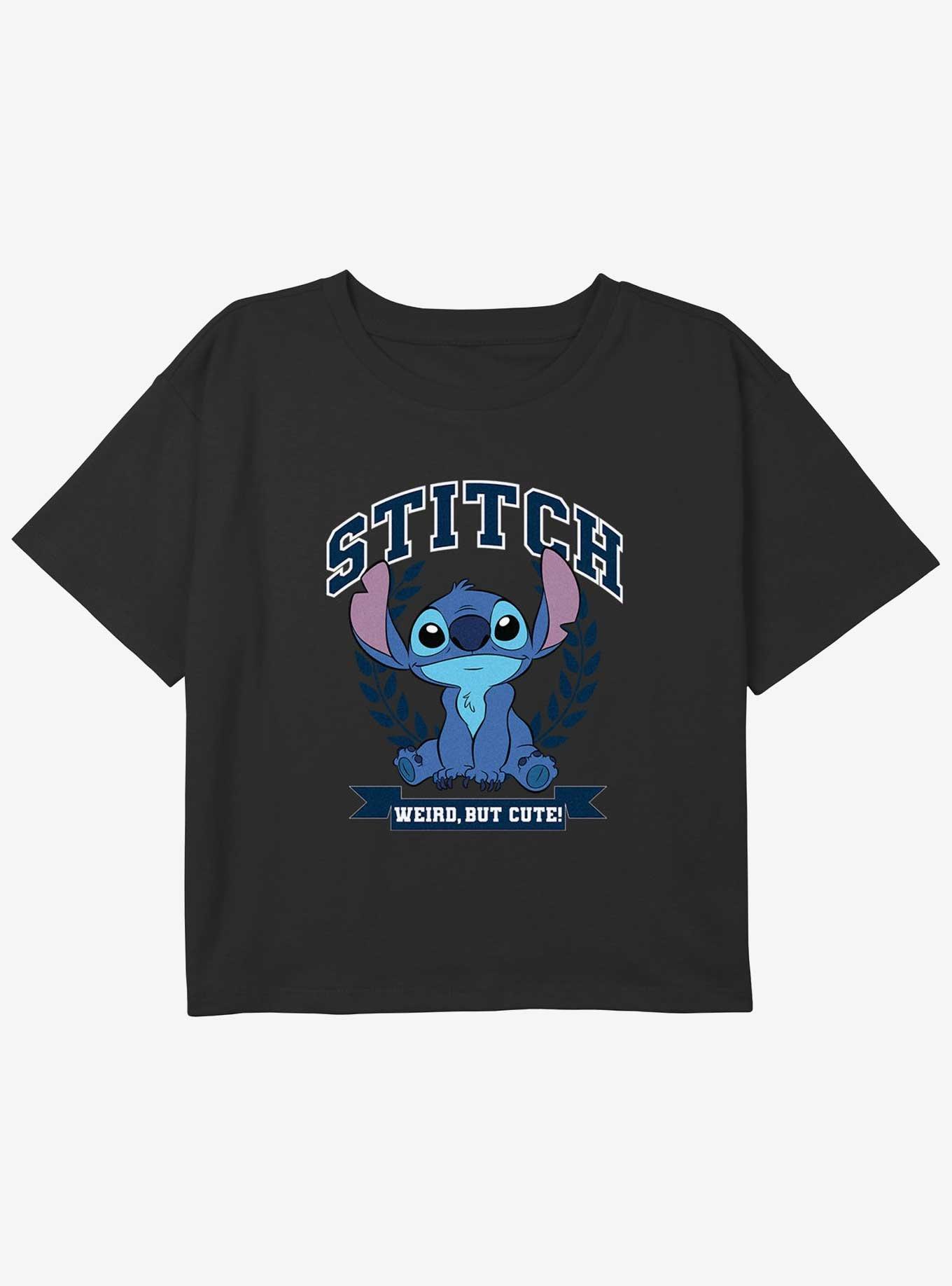 Disney Lilo & Stitch Weird But Cute Youth Girls Boxy Crop T-Shirt, BLACK, hi-res