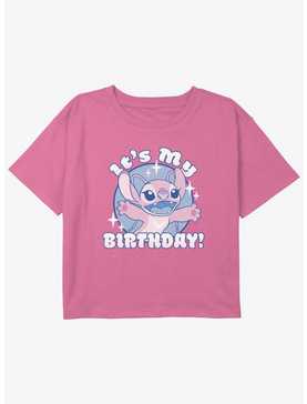 Disney Lilo & Stitch Angel Birthday Youth Girls Boxy Crop T-Shirt, , hi-res