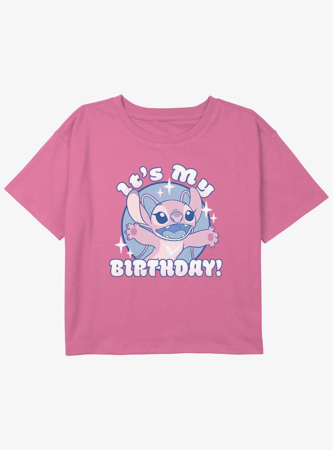 Disney Lilo & Stitch Angel Birthday Youth Girls Boxy Crop T-Shirt, , hi-res