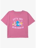 Disney Lilo & Stitch Girly Birthday Youth Girls Boxy Crop T-Shirt, PINK, hi-res