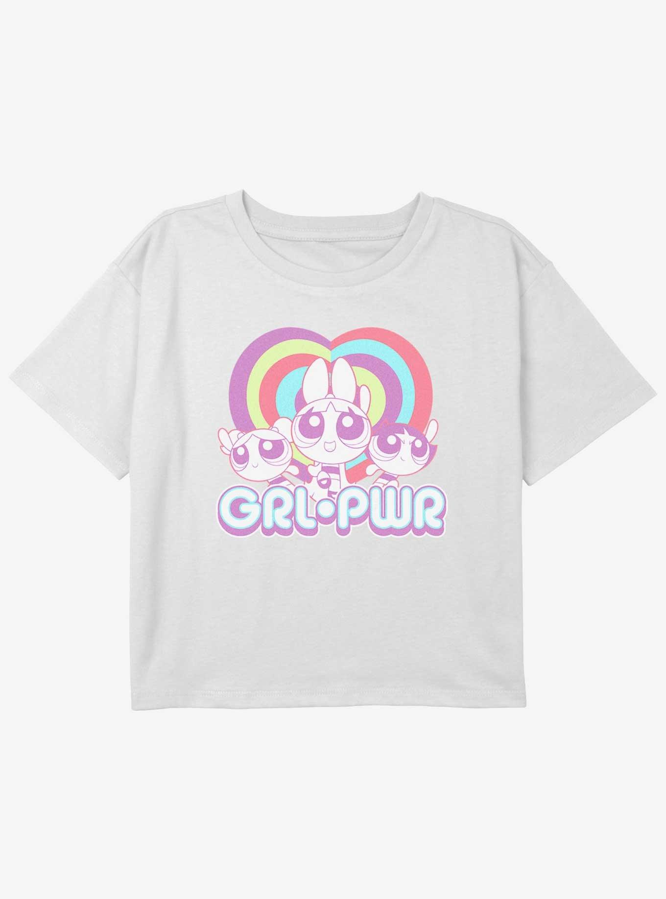 The Powerpuff Girls Pastel Grl Pwr Youth Girls Boxy Crop T-Shirt, , hi-res