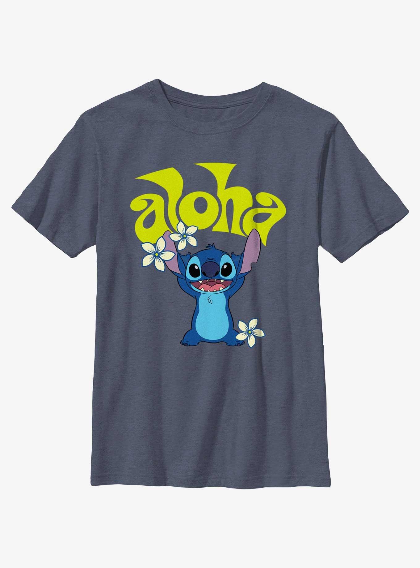 Disney Lilo & Stitch Aloha Stitch Flowers Youth T-Shirt, , hi-res