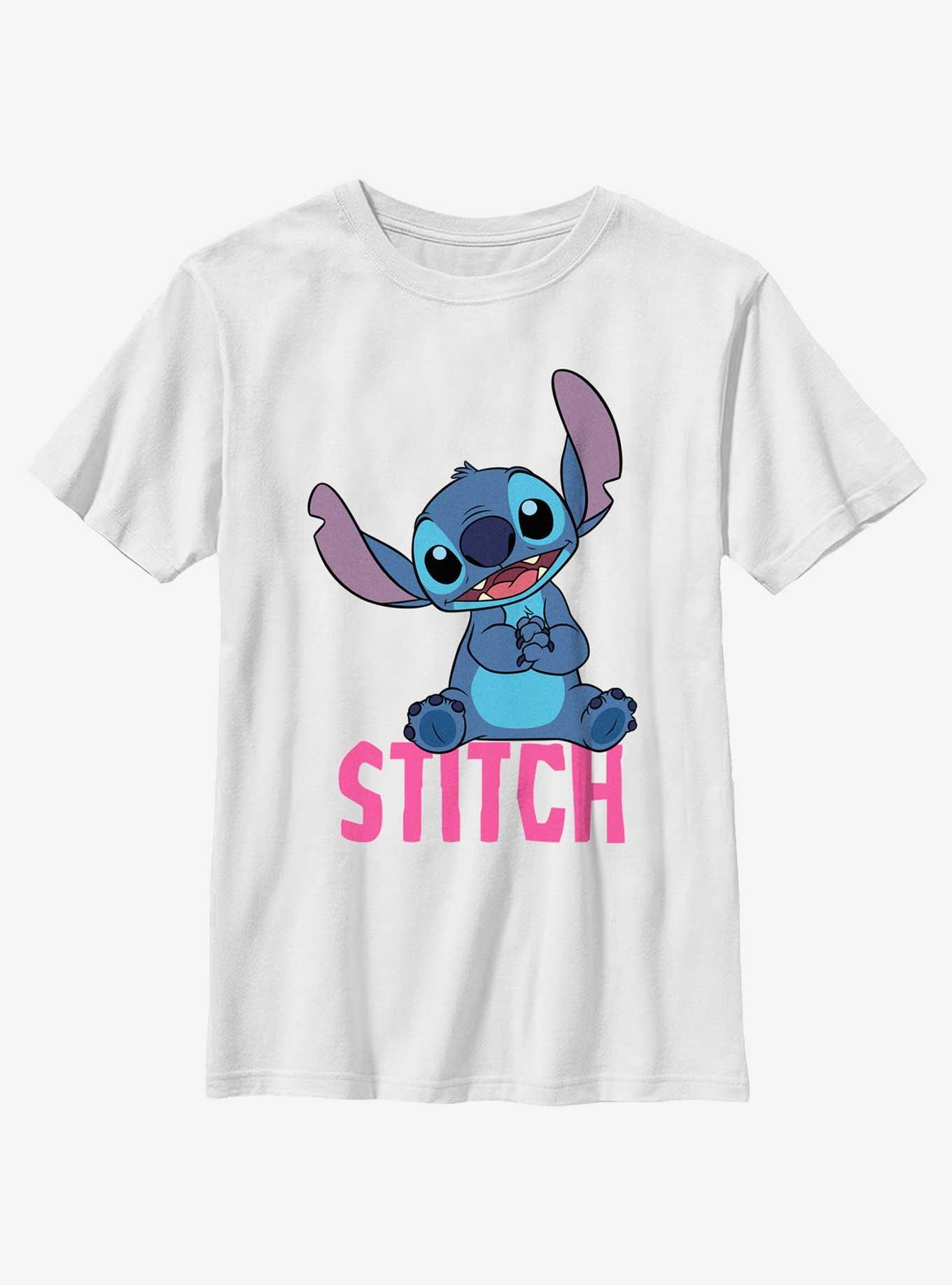 Disney Lilo & Stitch Sitting Name Stitch Youth T-Shirt, WHITE, hi-res