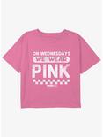 Mean Girls On Wednesdays We Wear Pink Youth Girls Boxy Crop T-Shirt, PINK, hi-res