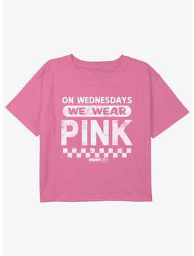 Mean Girls On Wednesdays We Wear Pink Youth Girls Boxy Crop T-Shirt, , hi-res