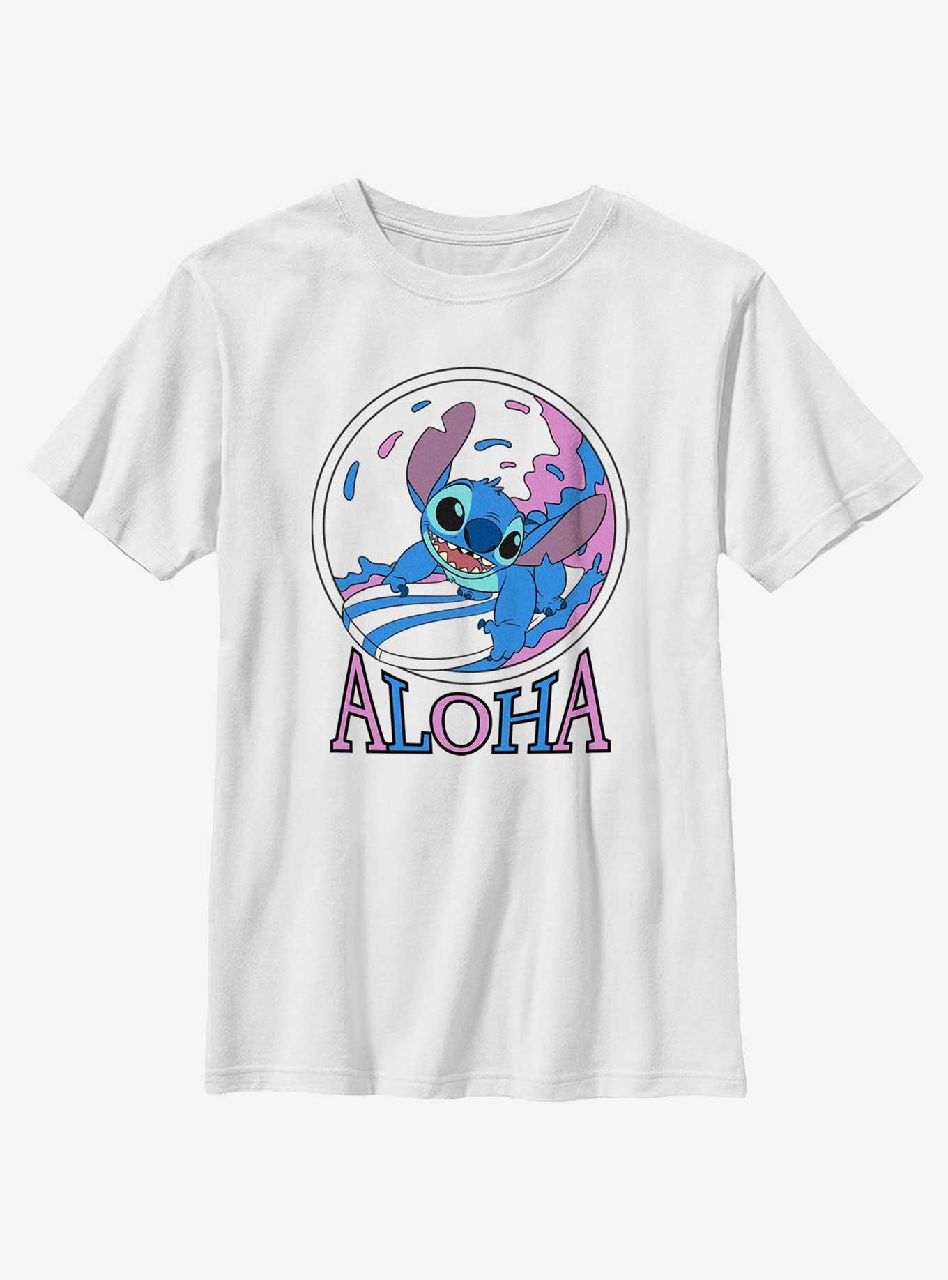 Disney Lilo & Stitch Aloha Surf Stitch Youth T-Shirt, WHITE, hi-res