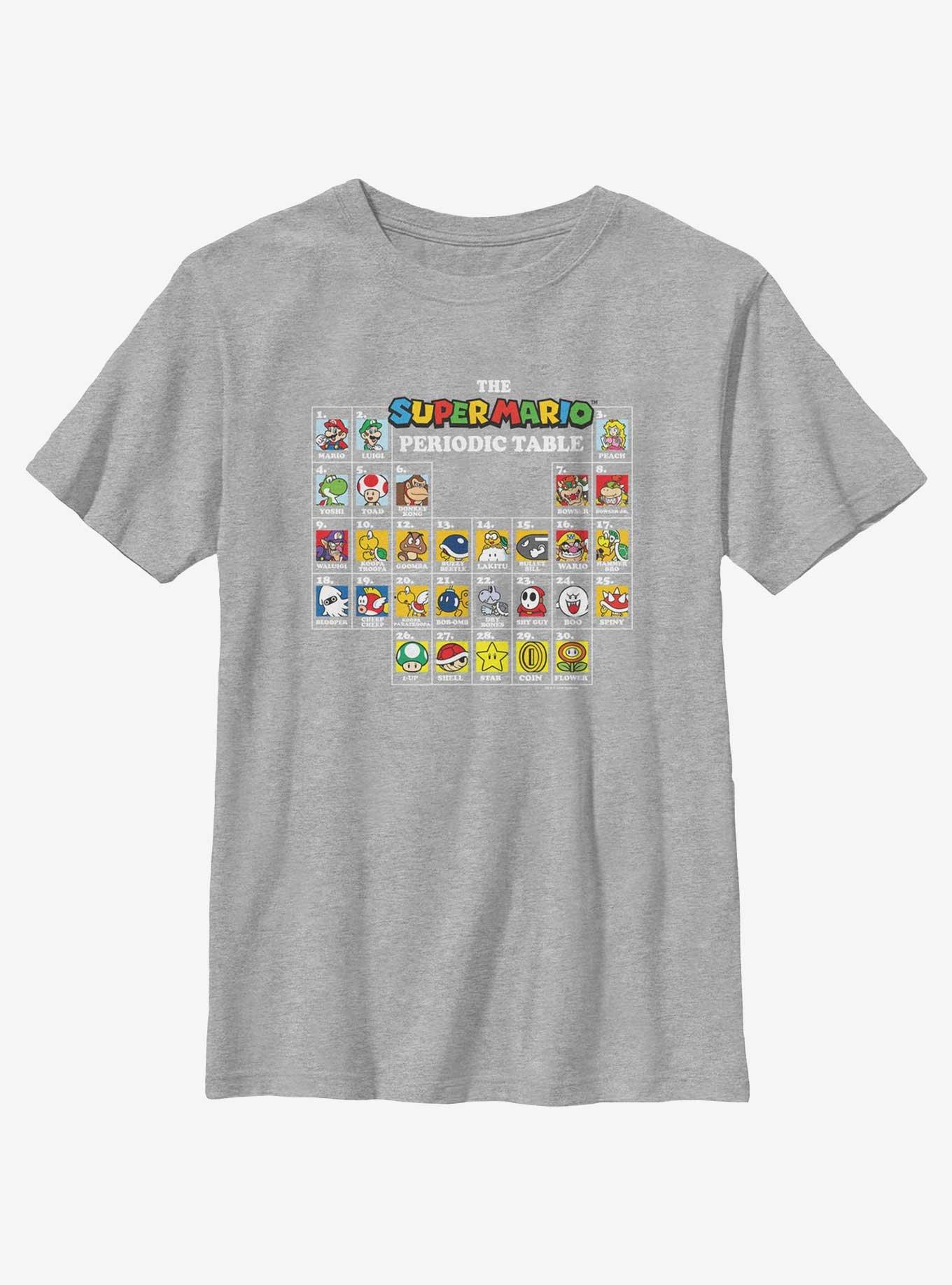 Nintendo Super Mario Periodic Mario Table Youth T-Shirt, CHAR HTR, hi-res