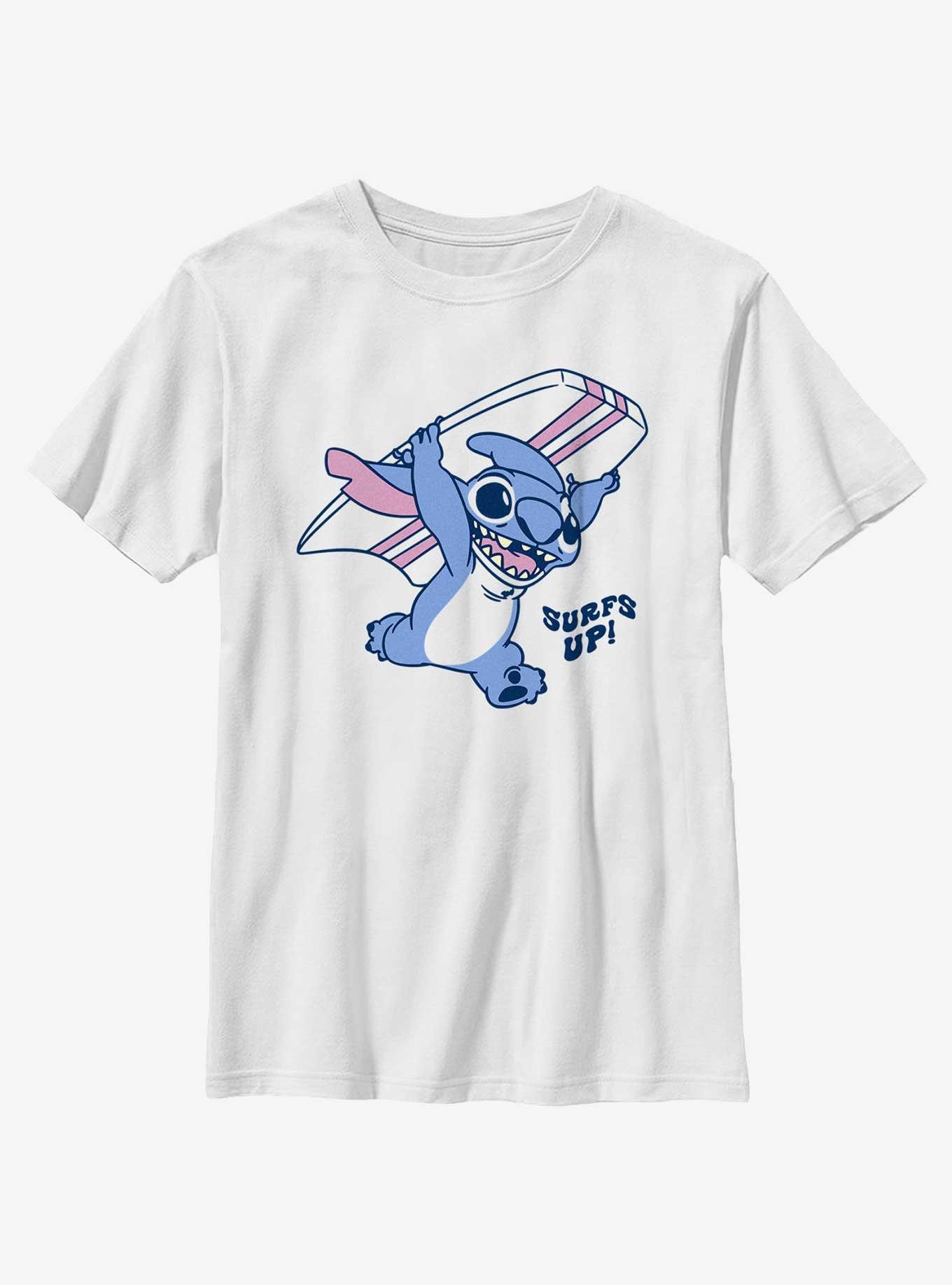 Disney Lilo & Stitch Surfs Up Retro Stitch Youth T-Shirt, WHITE, hi-res