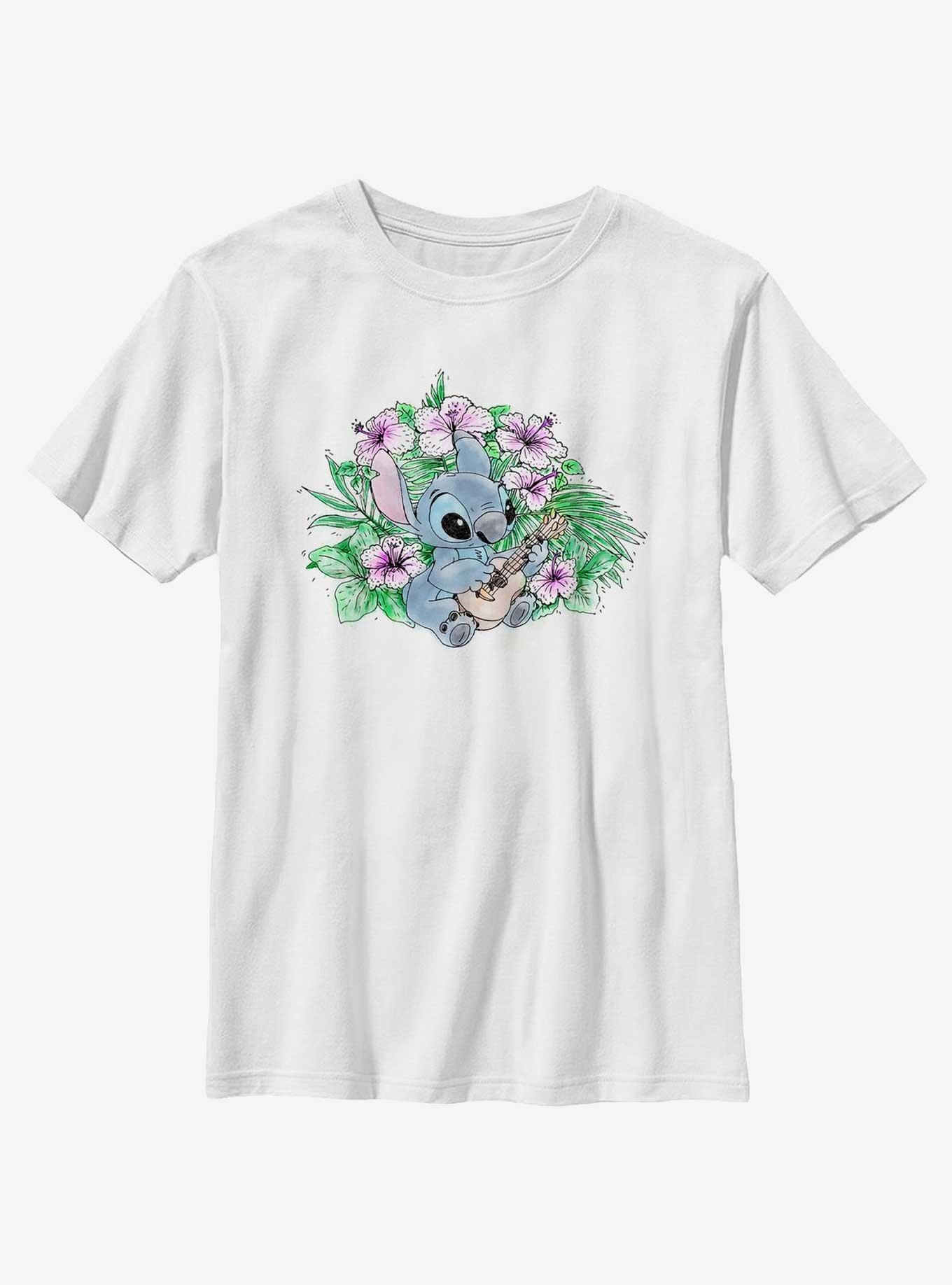 Disney Lilo & Stitch Sketchy Ukulele Youth T-Shirt, WHITE, hi-res