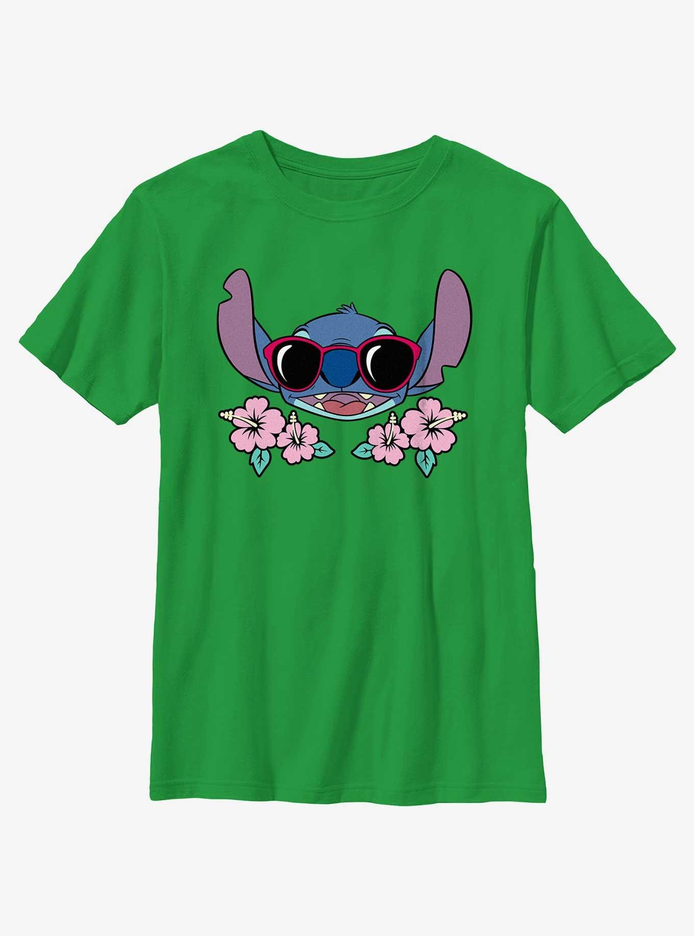 Disney Lilo & Stitch Shades Stitch Flowers Youth T-Shirt, KELLY, hi-res