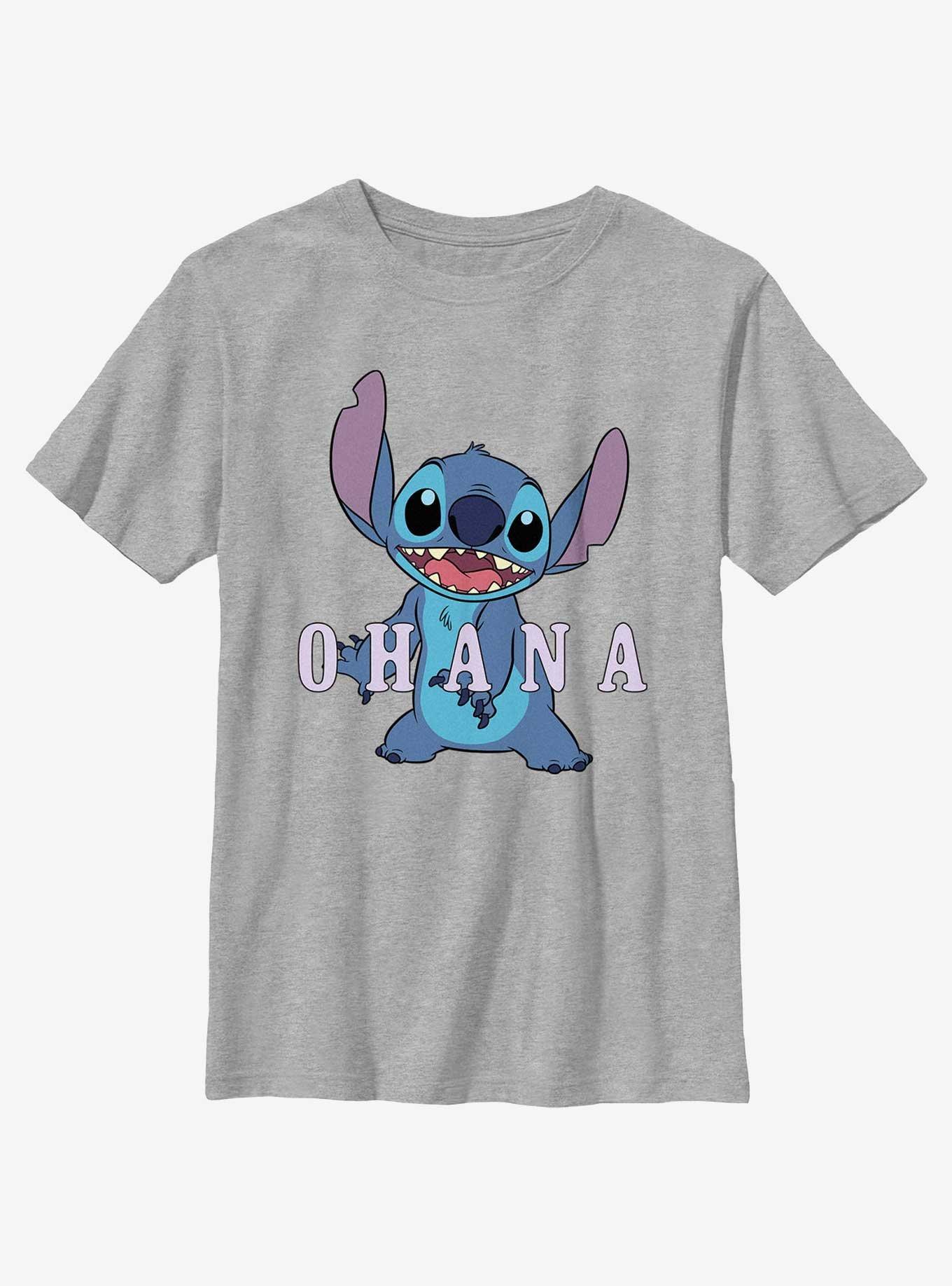 Disney Lilo & Stitch Ohana Portrait Stitch Youth T-Shirt, ATH HTR, hi-res