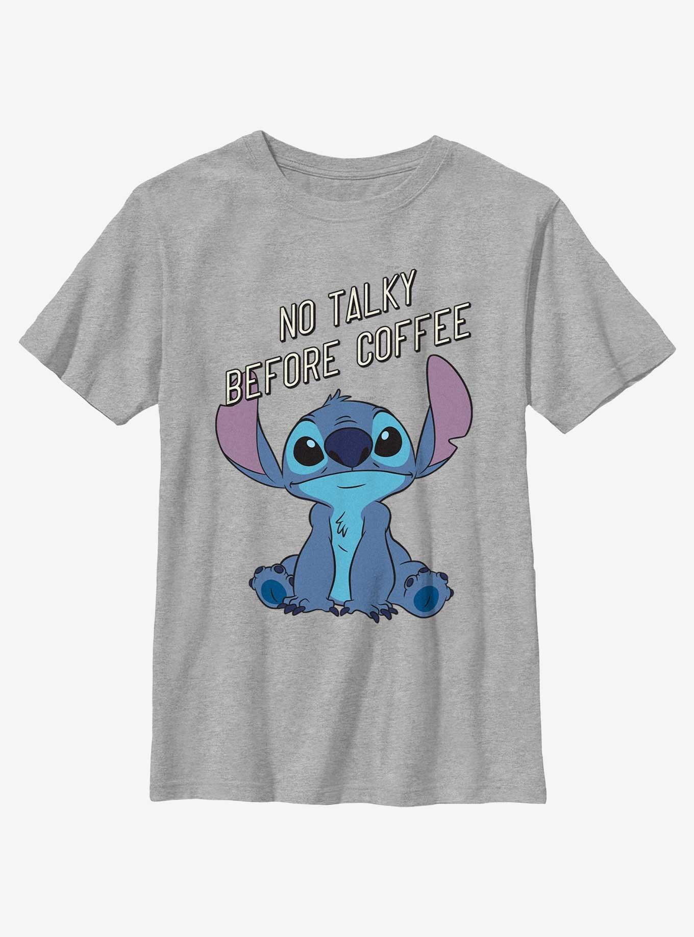 Disney Lilo & Stitch No Talky Before Coffee Stitch Youth T-Shirt, ATH HTR, hi-res