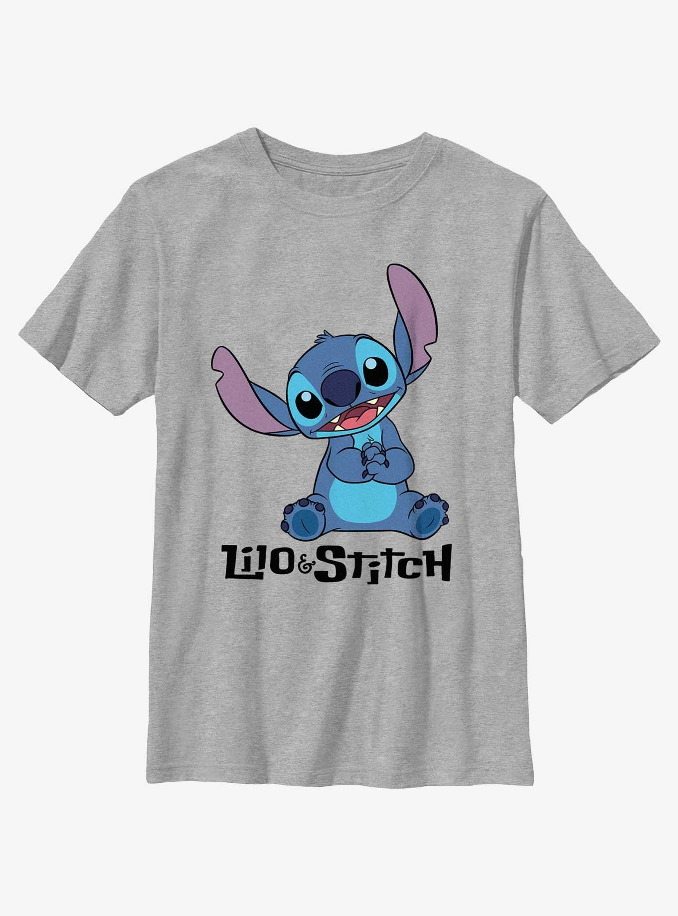 Disney Lilo & Stitch Sitting Stitch Logo Youth T-Shirt, ATH HTR, hi-res