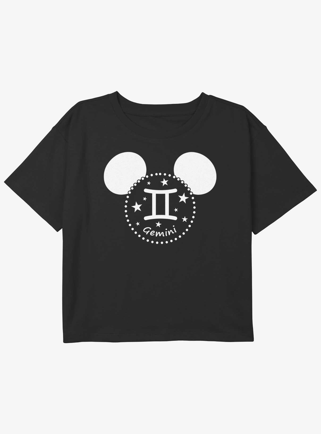 Disney Mickey Mouse Gemini Youth Girls Boxy Crop T-Shirt, BLACK, hi-res