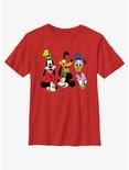 Disney Mickey Mouse Friend Group Head Icons Youth T-Shirt, RED, hi-res
