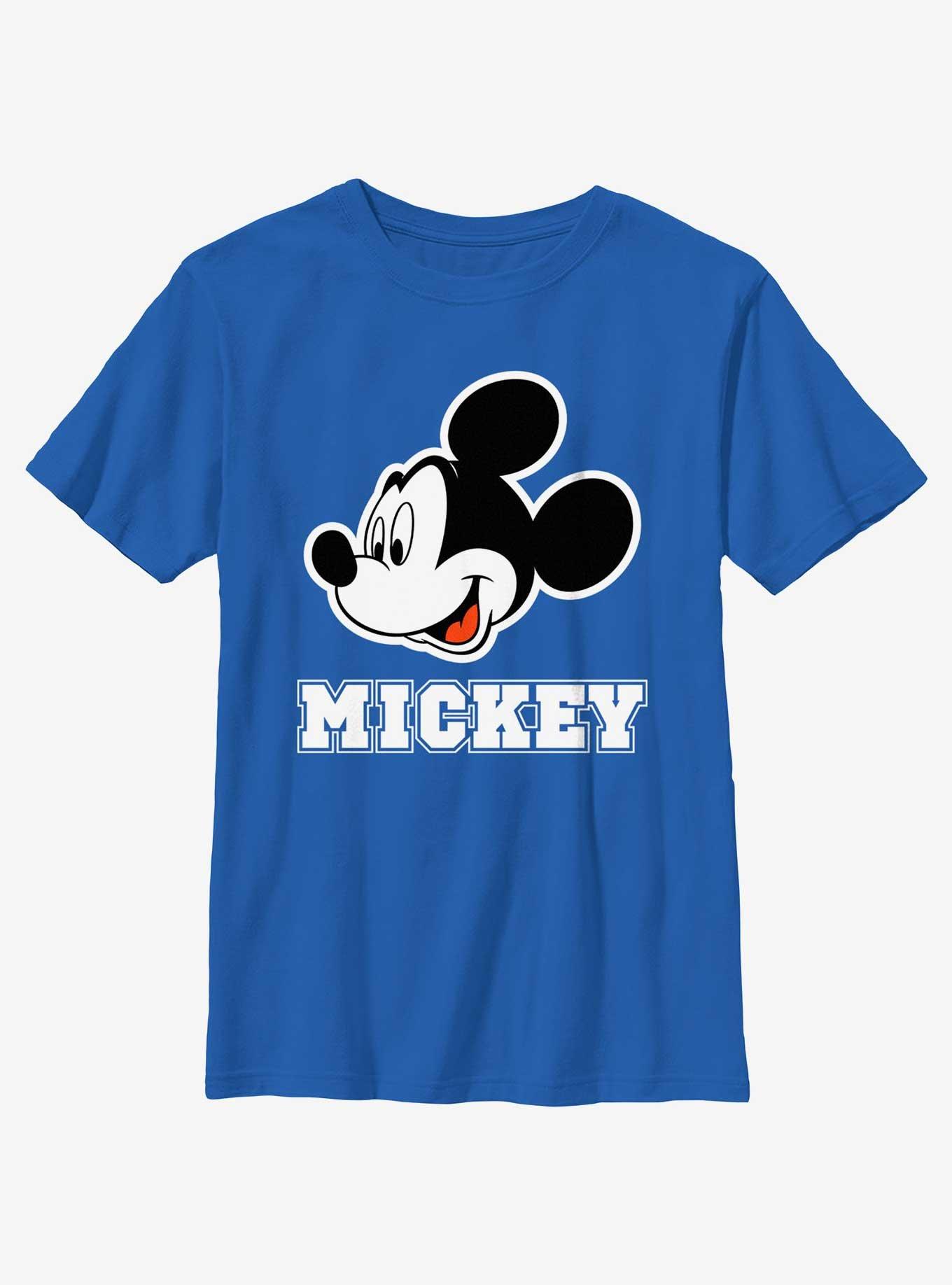 Disney Mickey Mouse Head Icon Outline Youth T-Shirt, ROYAL, hi-res
