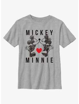 Disney Mickey Mouse & Minnie Heart Kiss Youth T-Shirt, , hi-res