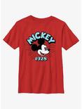 Disney Mickey Mouse 1928 Head Icon Youth T-Shirt, RED, hi-res