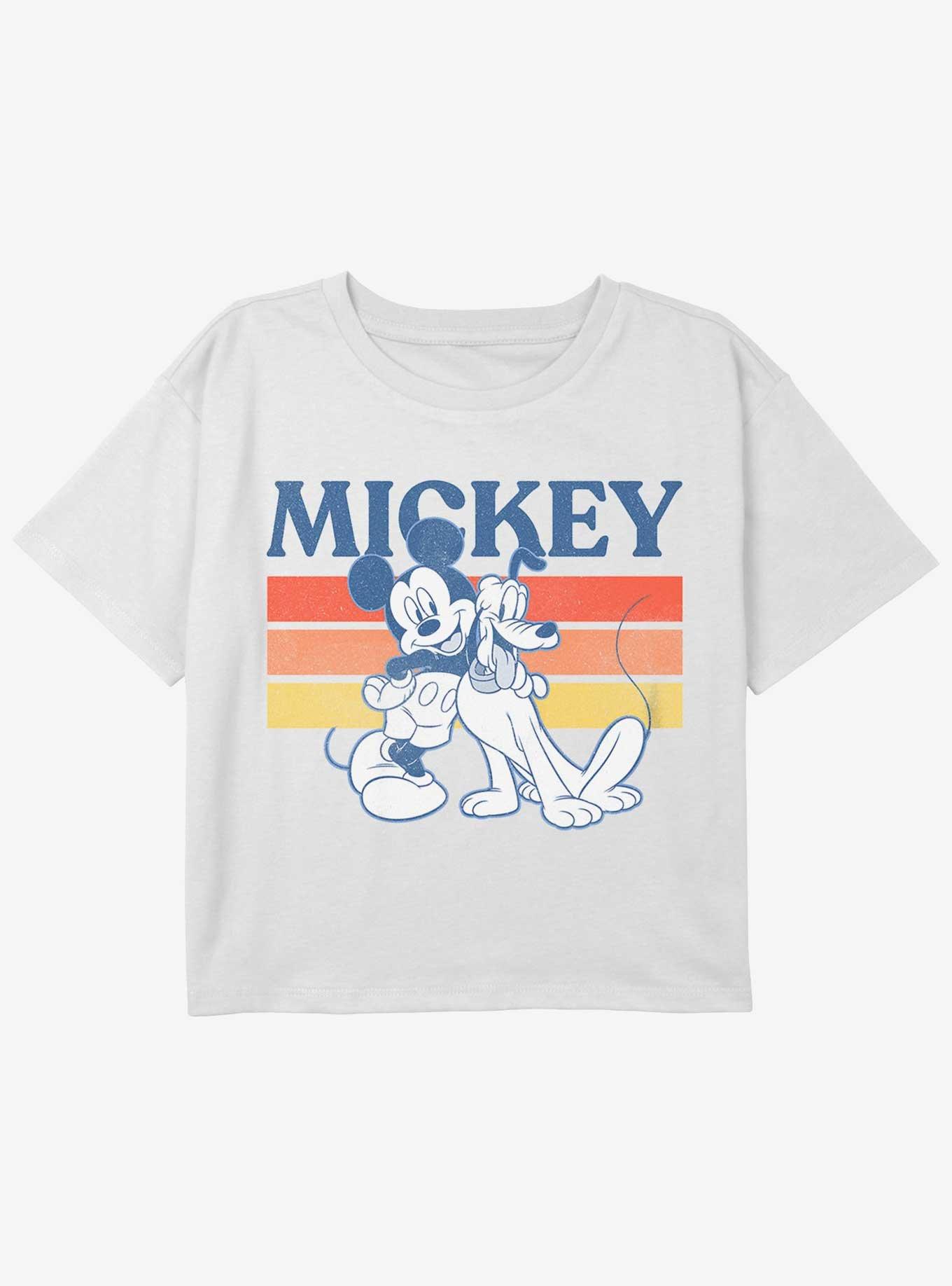 Disney Mickey Mouse Retro Squad Youth Girls Boxy Crop T-Shirt, WHITE, hi-res