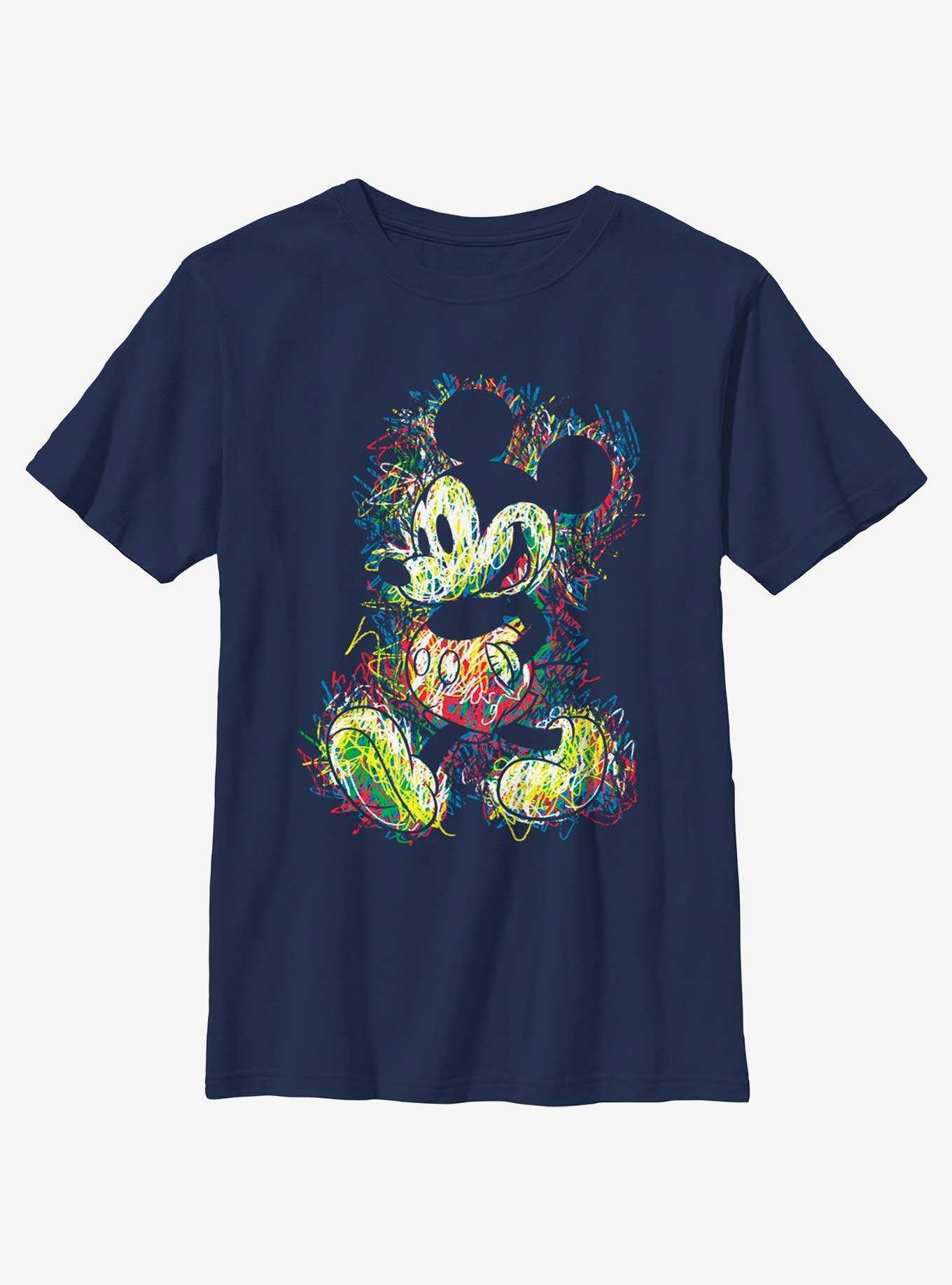 Disney Mickey Mouse Scribble Portrait Youth T-Shirt, , hi-res