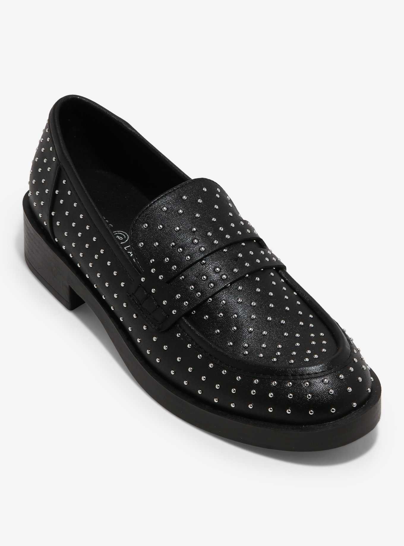 Chinese Laundry Black Studded Loafers, , hi-res