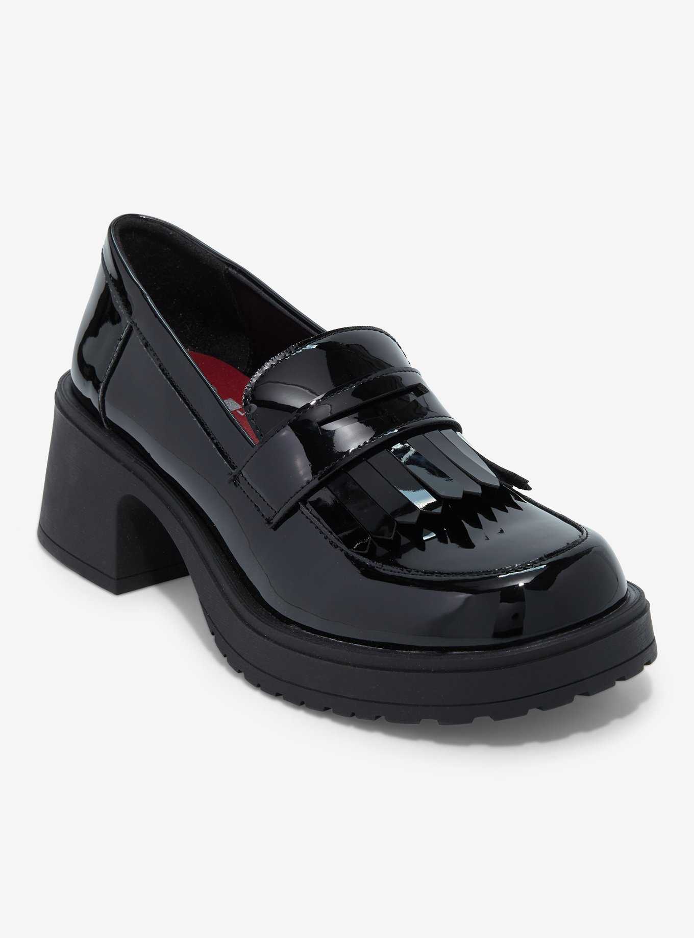 Dirty Laundry Shiny Black Heel Loafer, , hi-res