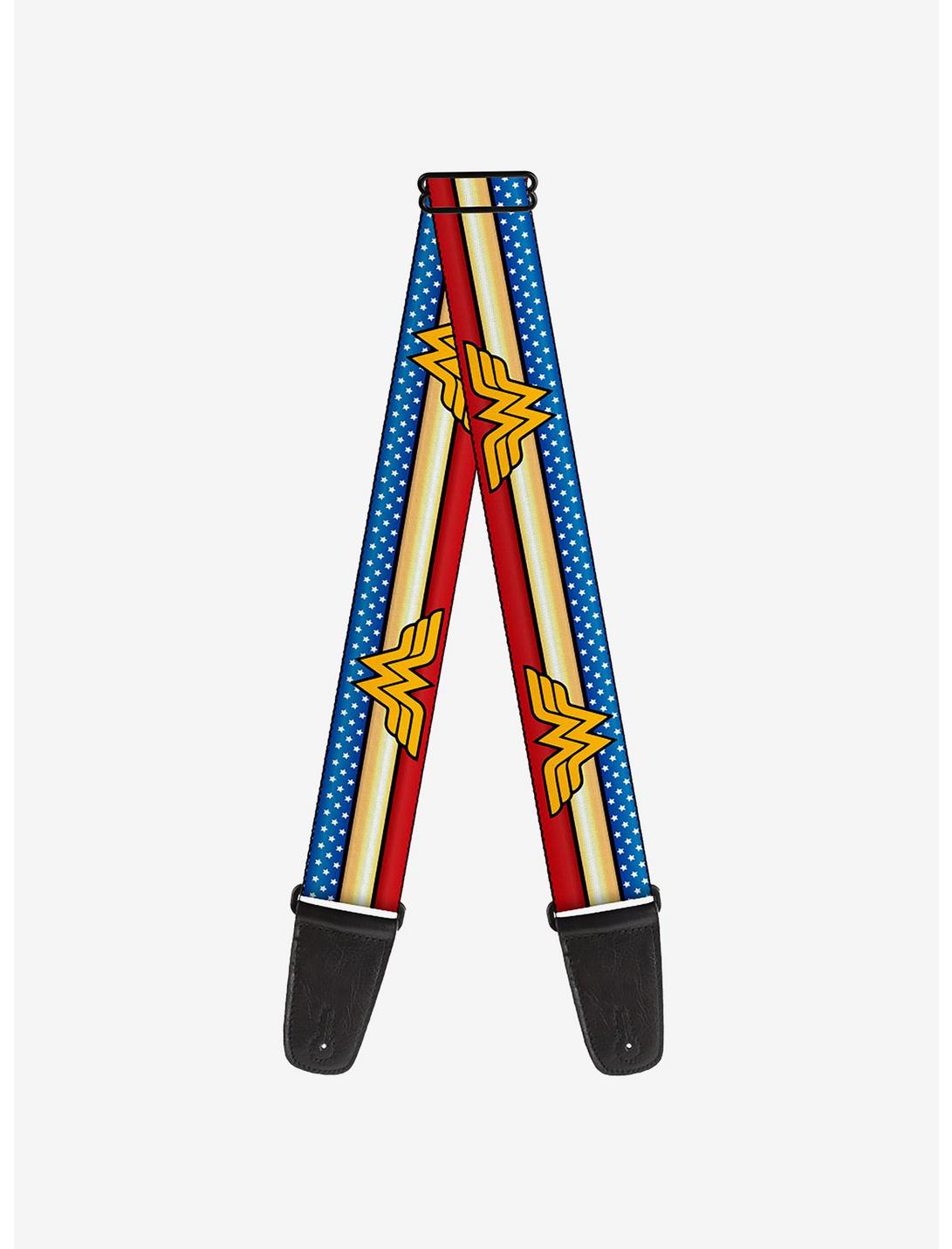DC Comics Wonder Woman Logo Stripe Stars Guitar Strap, , hi-res