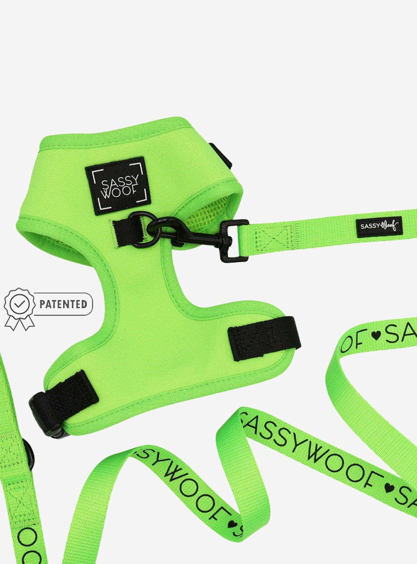 Sassy Woof Neon Green Dog Harness and Leash Bundle, , hi-res