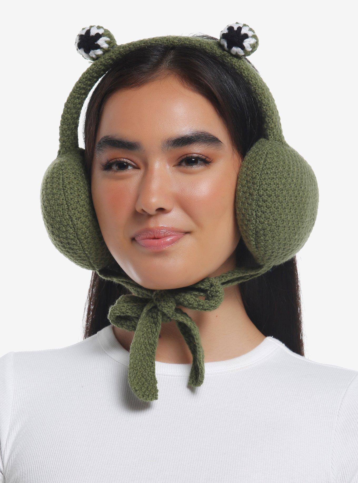 Frog Crochet Earmuff With Tie, , hi-res