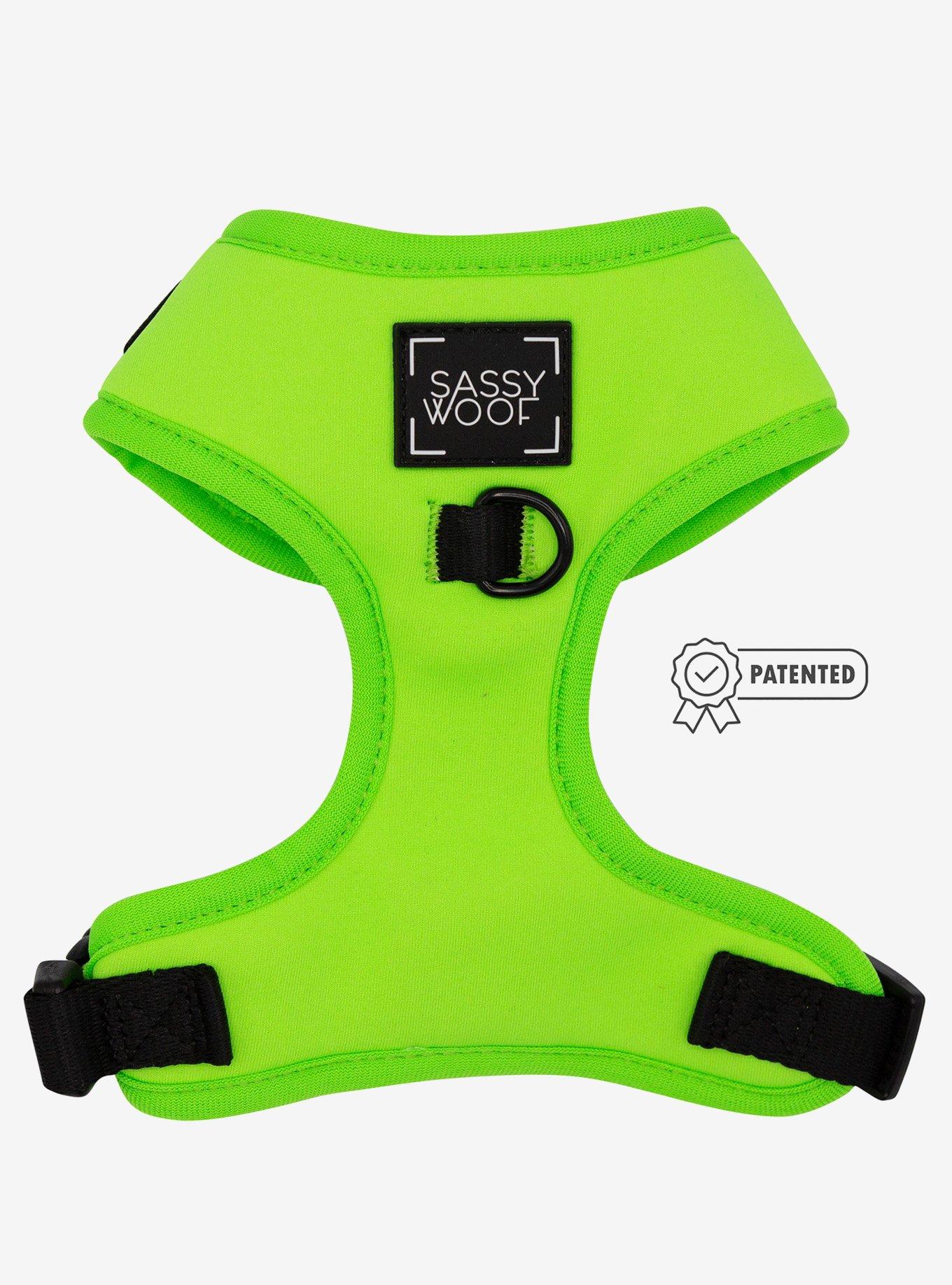 Sassy Woof Neon Green Adjustable Dog Harness, , hi-res