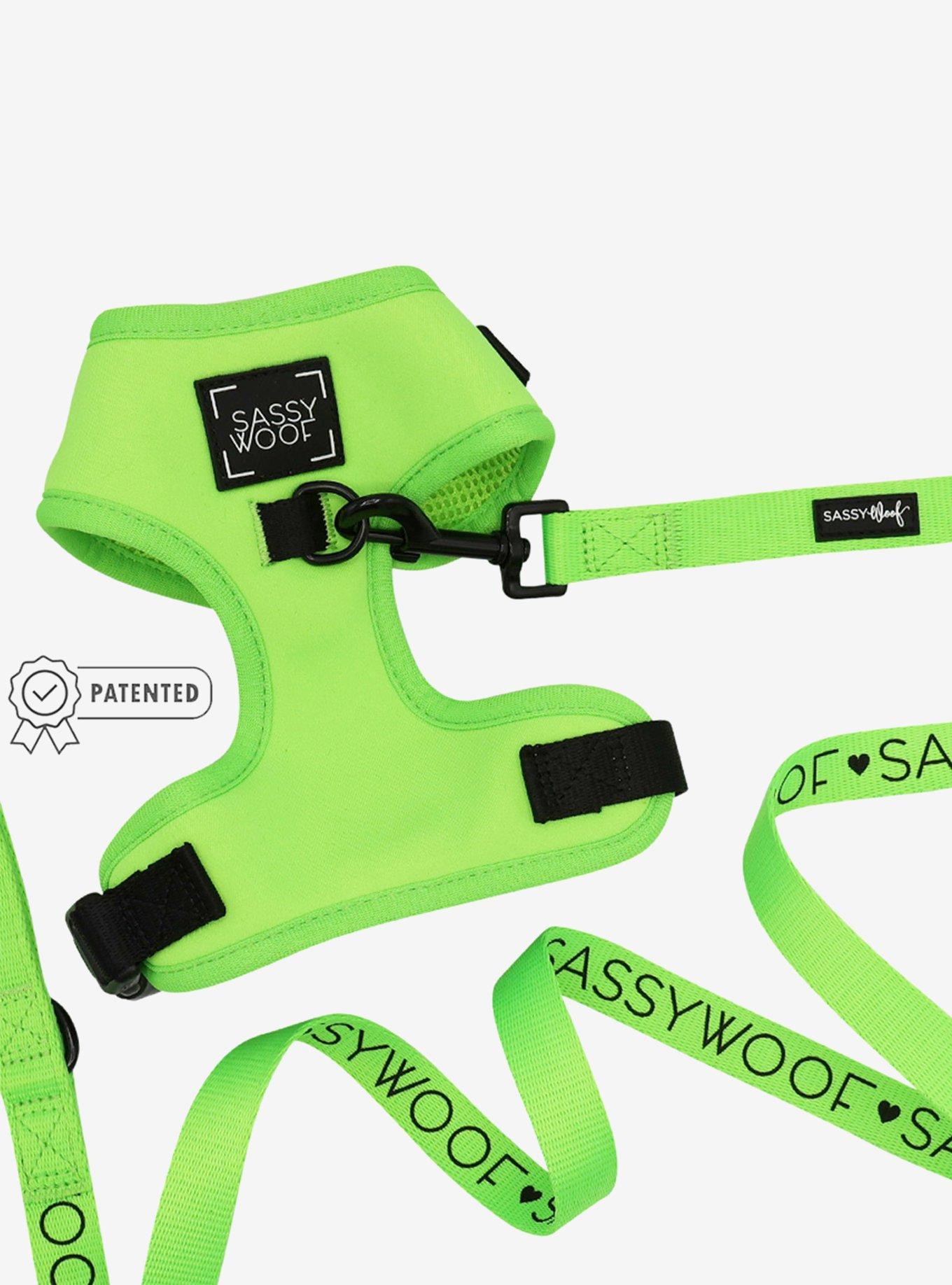 Sassy Woof Neon Green Dog Harness and Leash Bundle, GREEN, hi-res