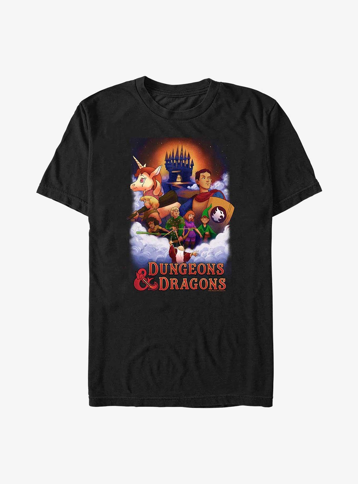 Dungeons & Dragons Characters In Clouds Big & Tall T-Shirt, BLACK, hi-res