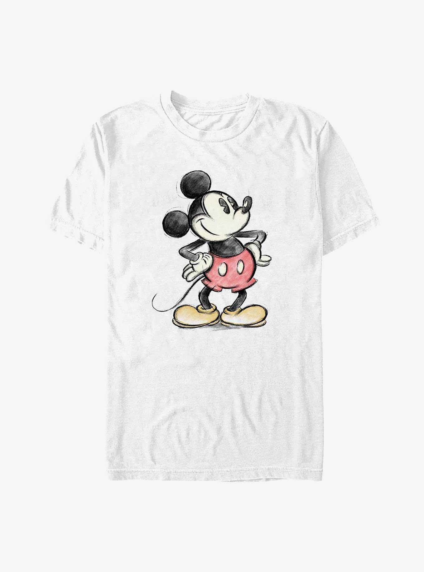 Disney Mickey Mouse Charcoal Sketch Mickey Big & Tall T-Shirt, WHITE, hi-res