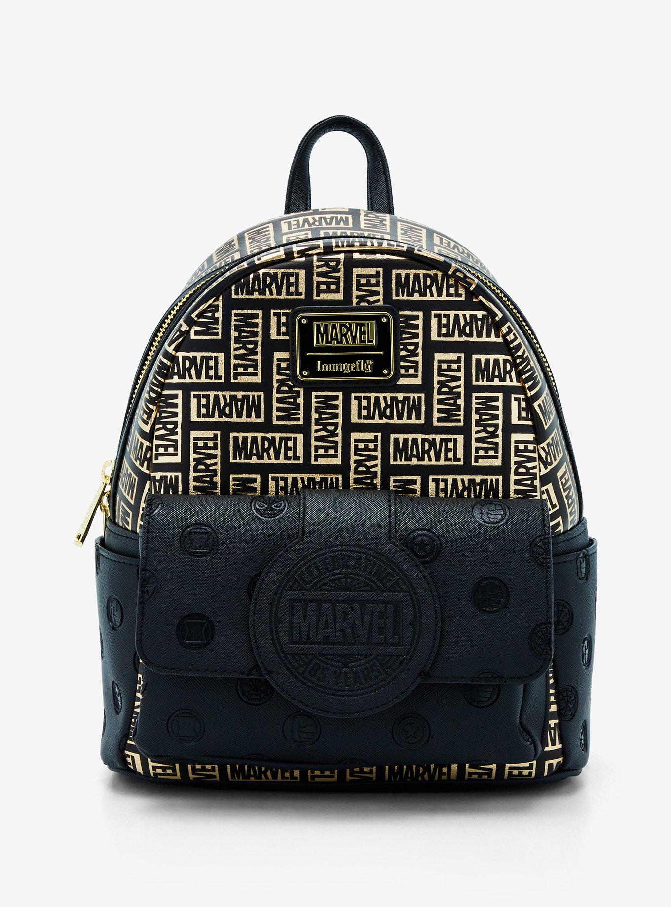 Loungefly Marvel Metallic Logo Allover Print Mini Backpack, , hi-res