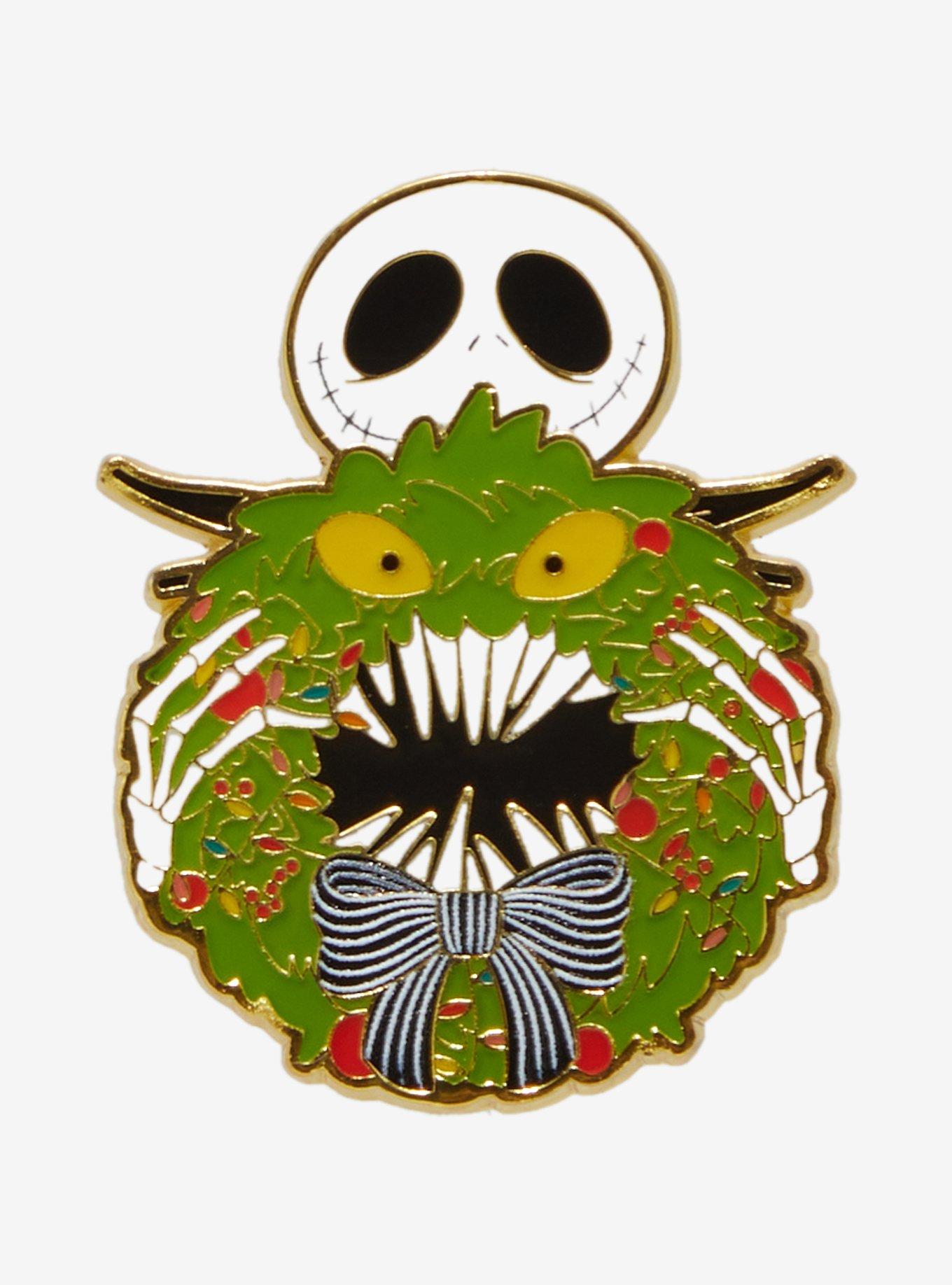 Loungefly Disney The Nightmare Before Christmas Jack Skellington Wreath Glow-in-the-Dark Enamel Pin — BoxLunch Exclusive, , hi-res