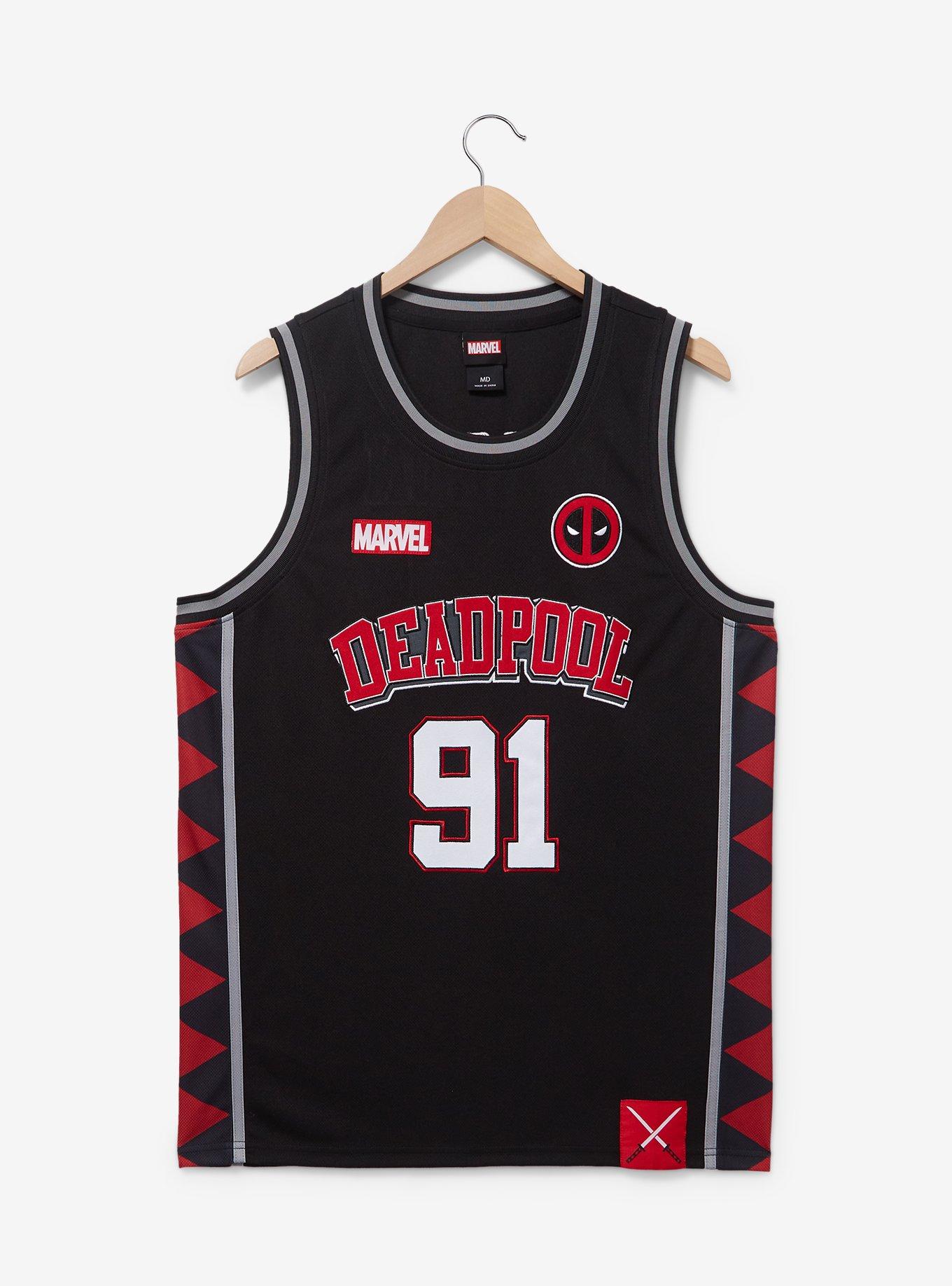 Marvel Deadpool Wade Wilson Basketball Jersey - BoxLunch Exclusive, BLACK, hi-res