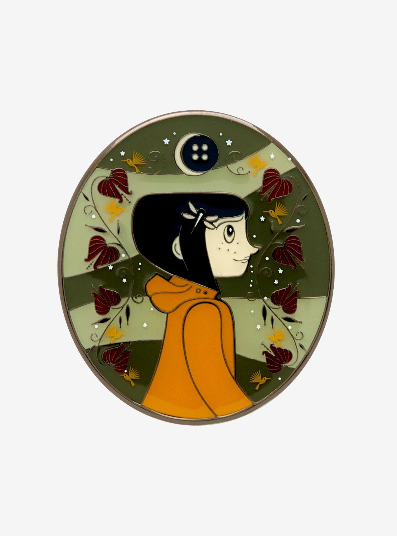 Loungefly Coraline Button Moon Floral Enamel Pin — BoxLunch Exclusive, , hi-res