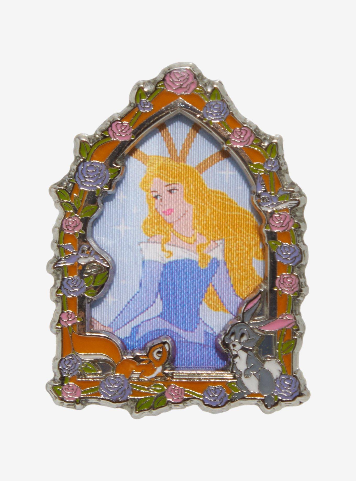 Loungefly Disney Sleeping Beauty Floral Frame Lenticular Enamel Pin — BoxLunch Exclusive, , hi-res