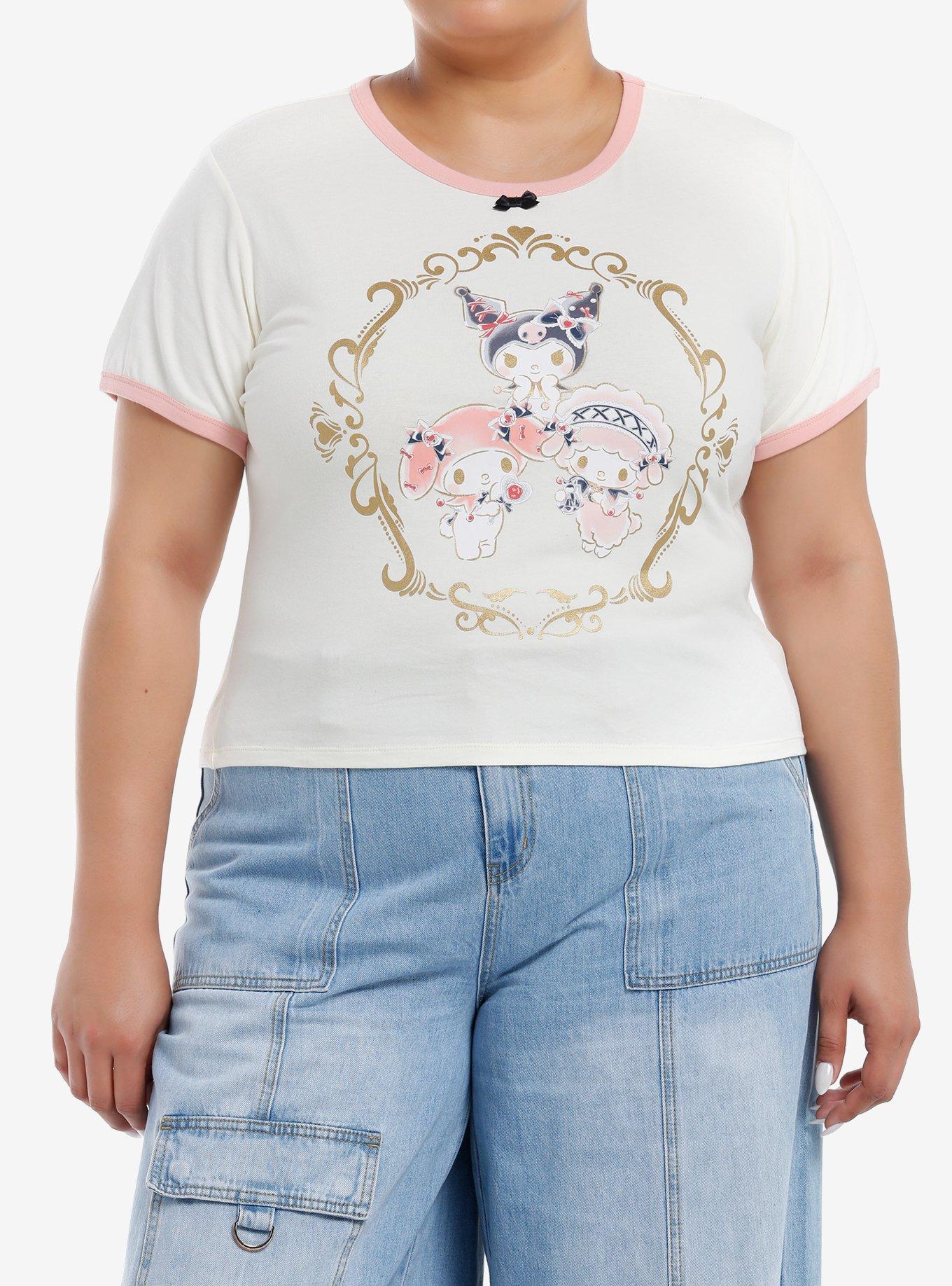 Kuromi My Melody & My Sweet Piano Girls Ringer Baby TShirt Plus Size