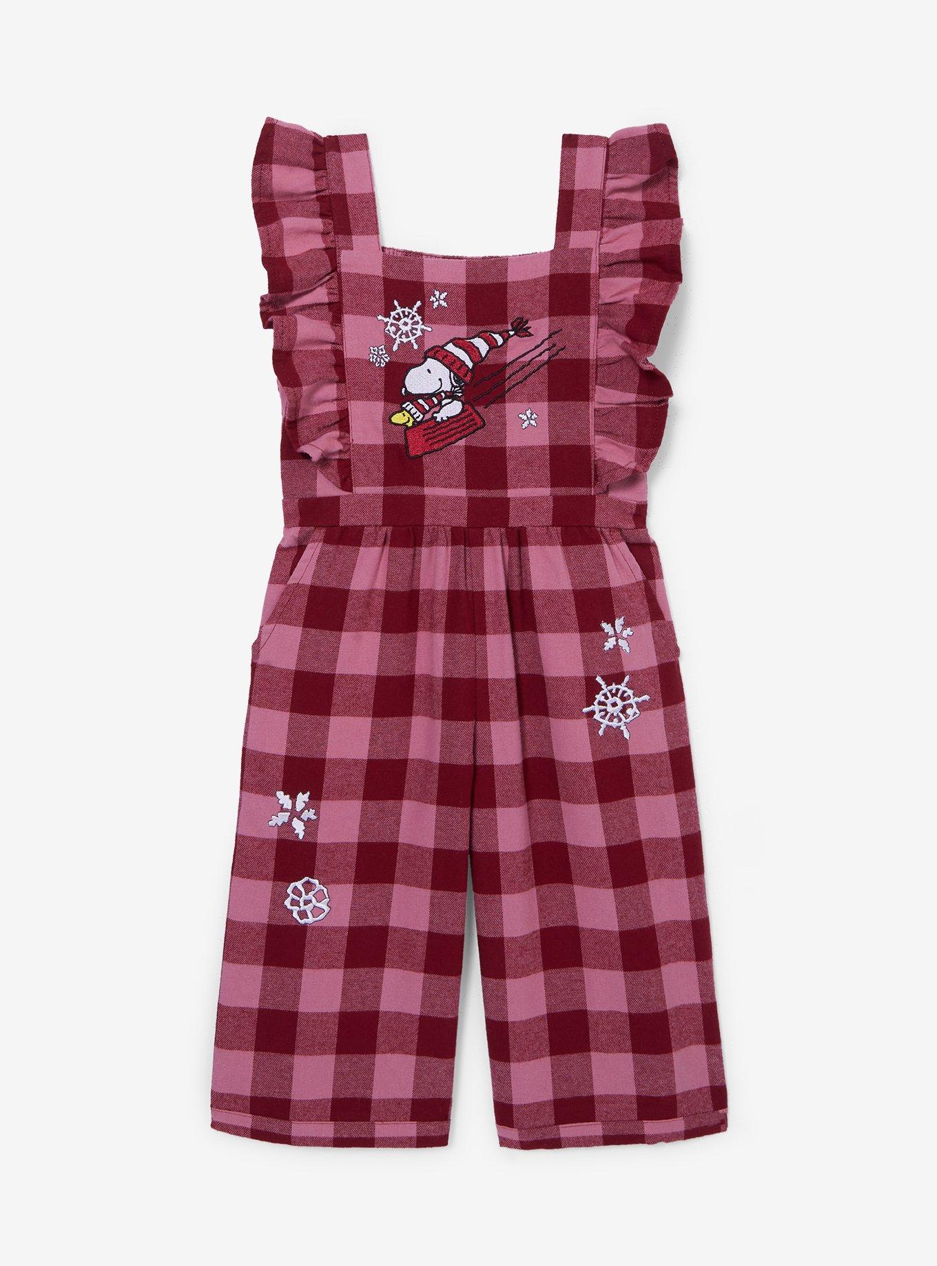 Peanuts Snoopy Sledding Toddler Ruffle Romper — BoxLunch Exclusive, MULTI, hi-res