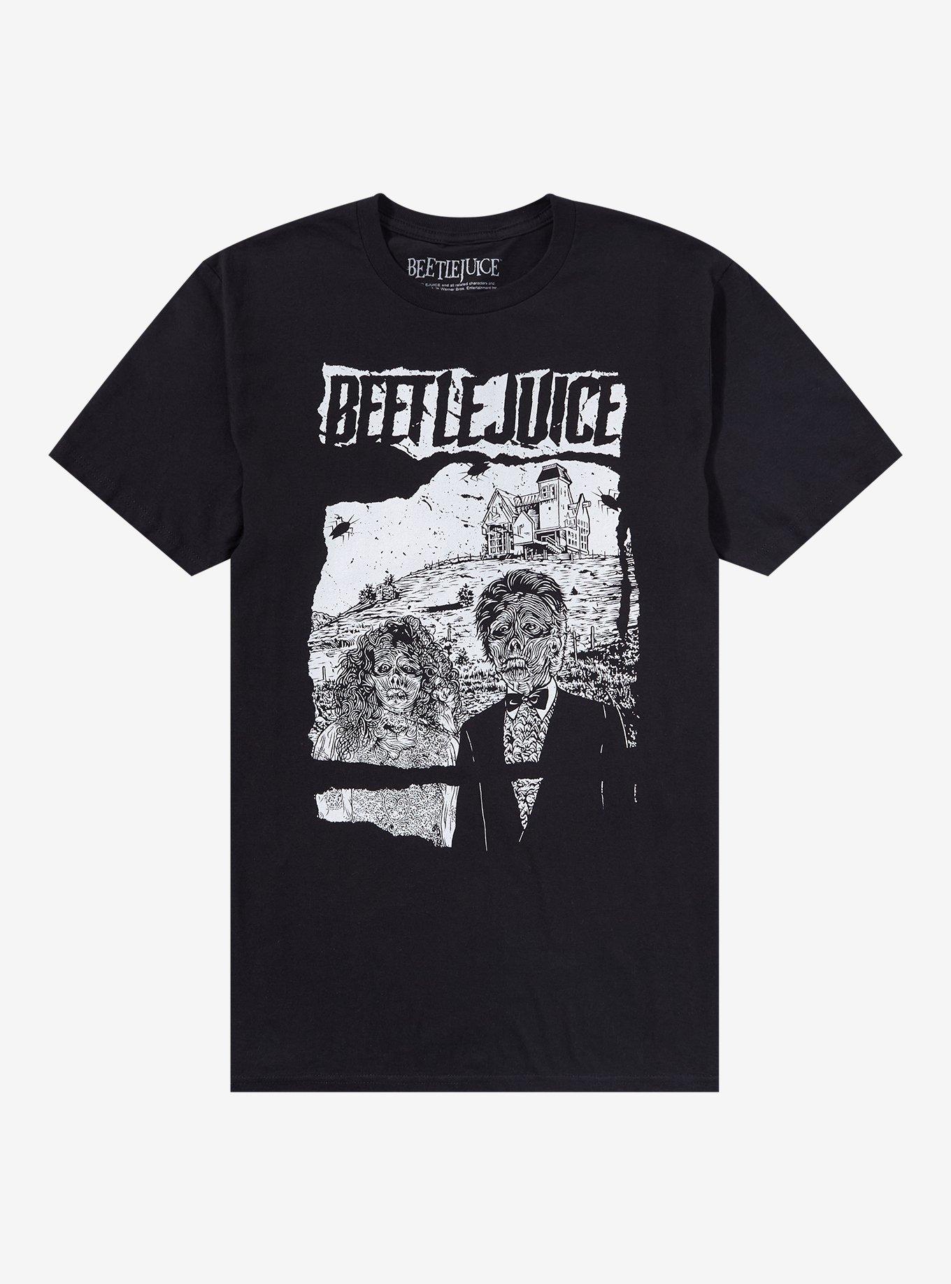 Beetlejuice Skeleton Portrait T-Shirt, BLACK, hi-res