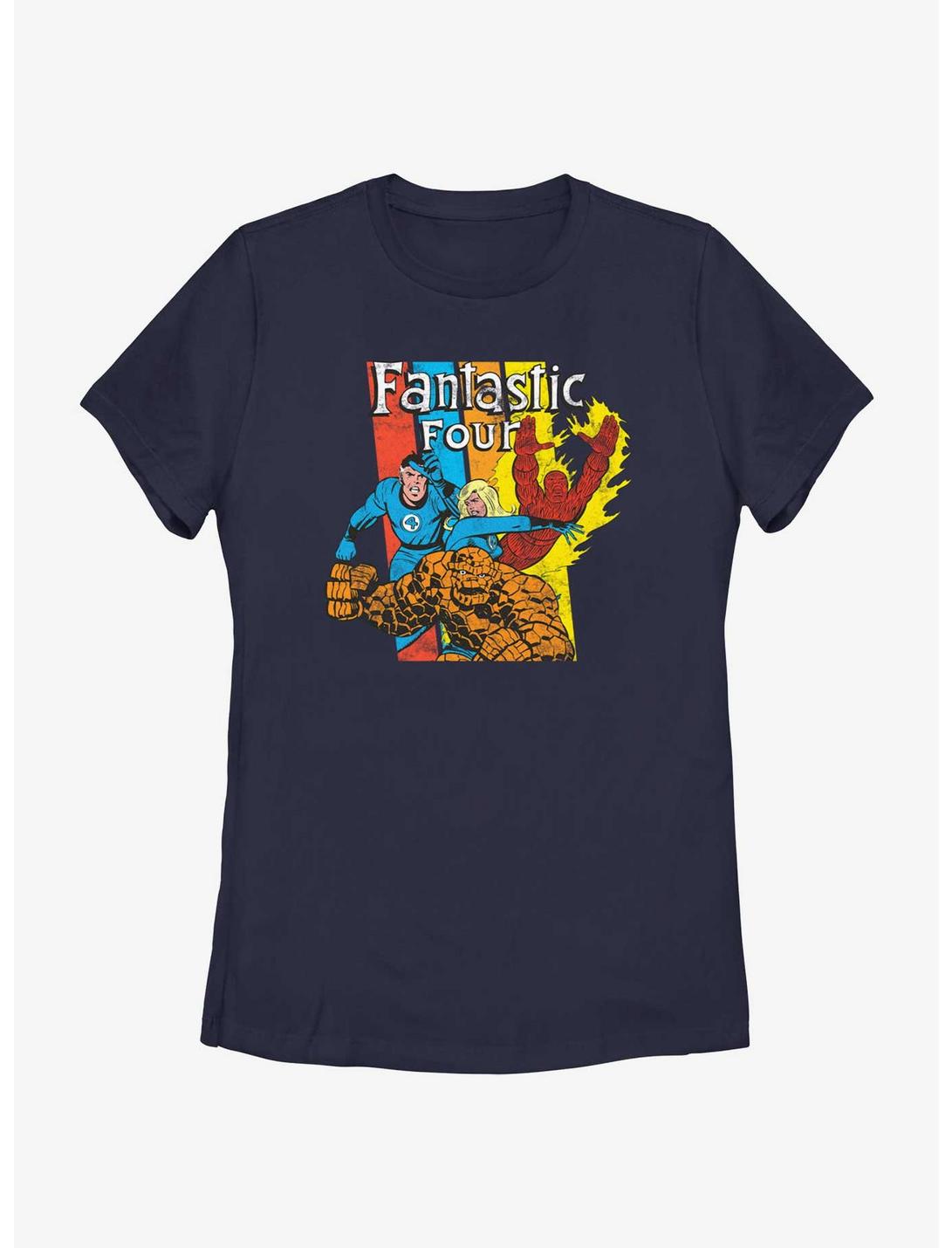 Marvel Fantastic Four Fantastic 4 Stripes Womens T-Shirt, NAVY, hi-res