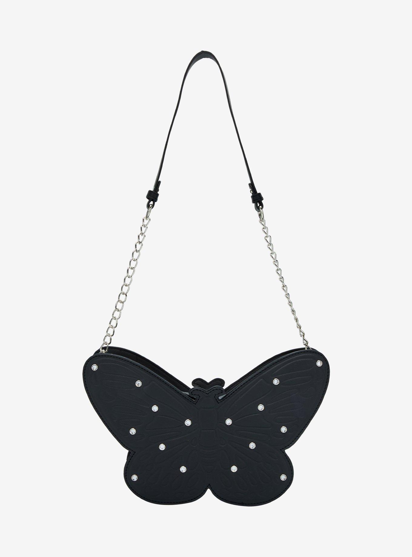 Black Butterfly Gem Shoulder Bag, , hi-res