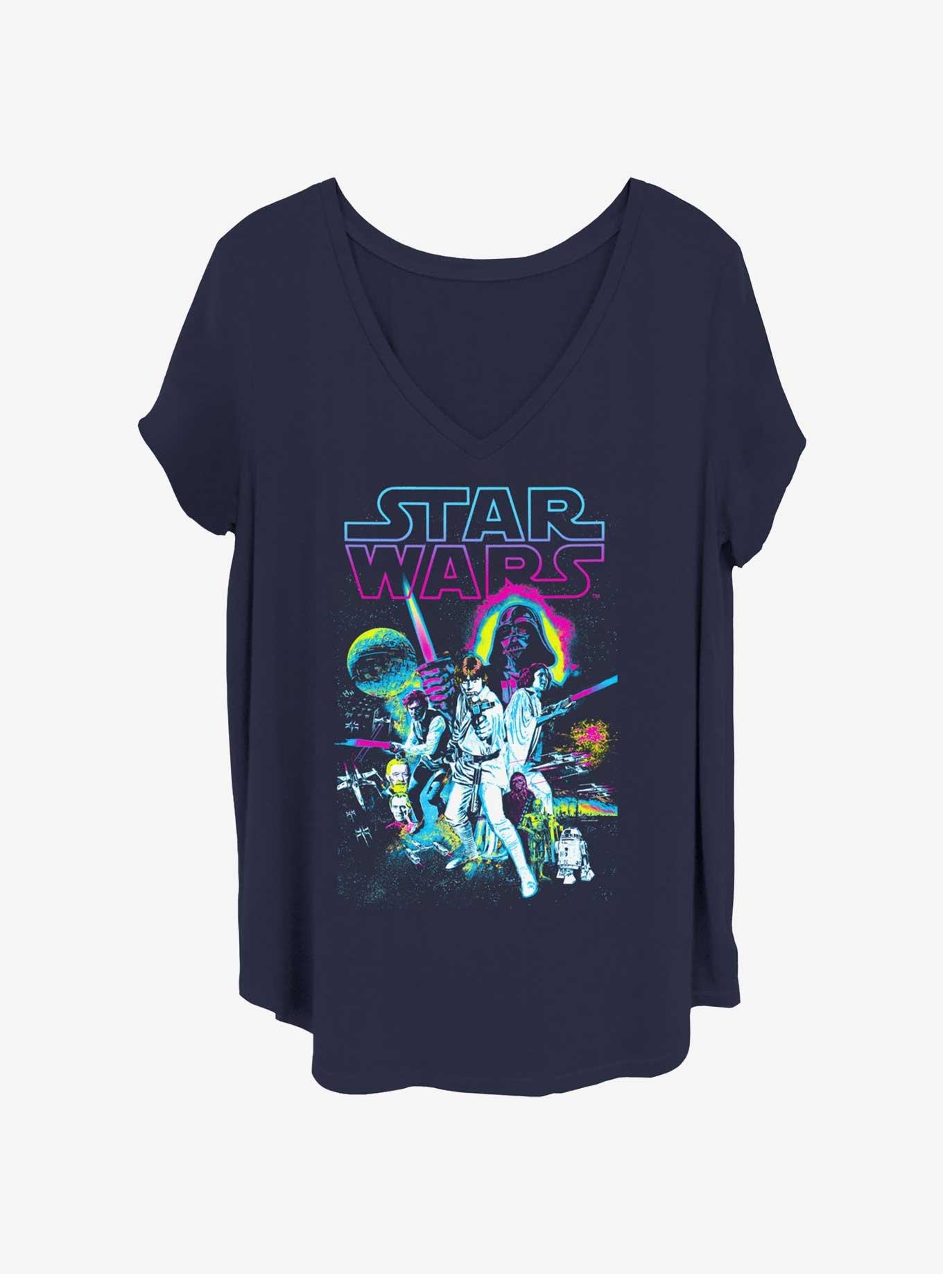 Star Wars Neon Hope Comp Womens T-Shirt Plus Size, NAVY, hi-res