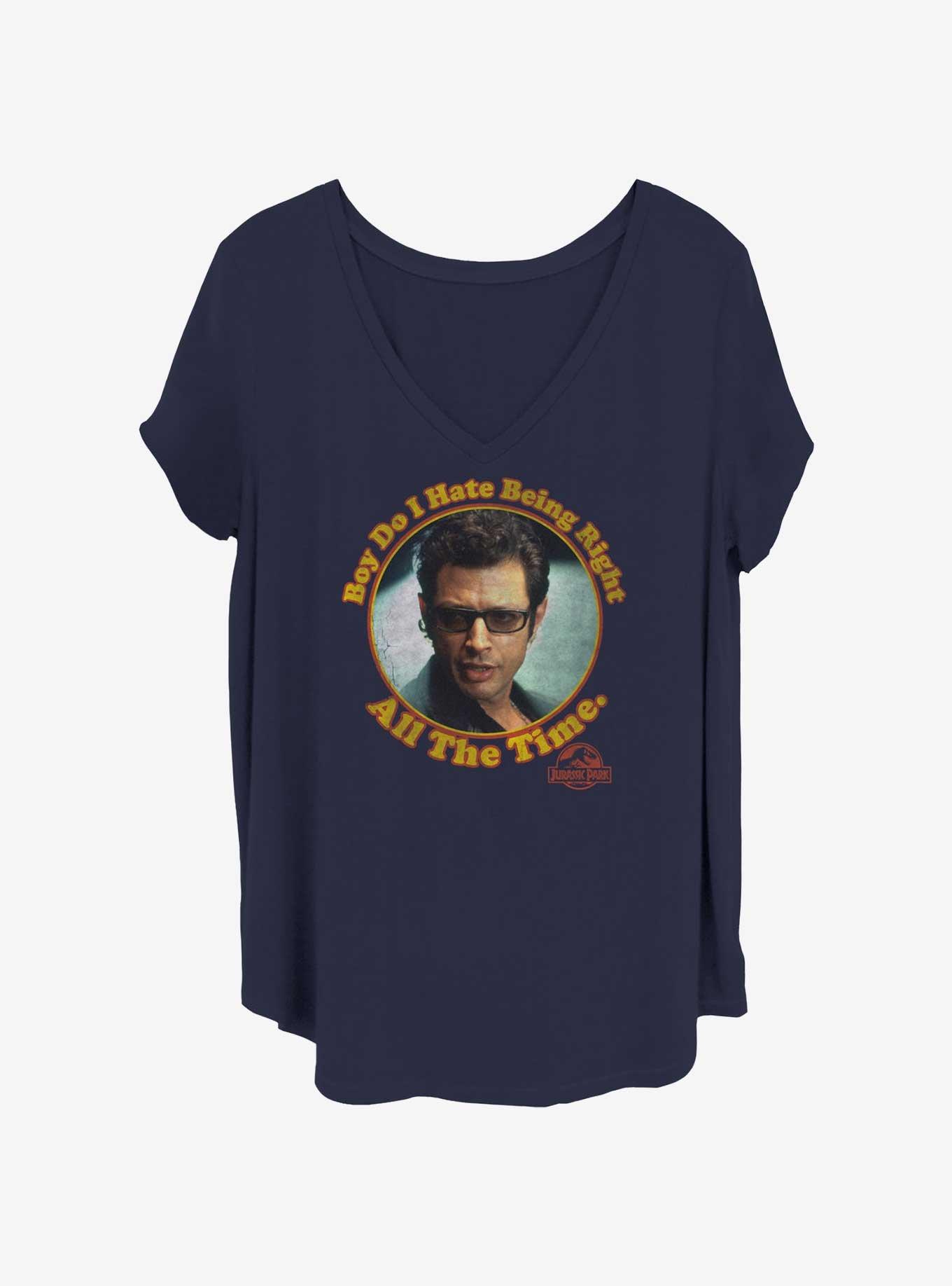 Jurassic Park Dr. Ian Malcolm Right All The Time Womens T-Shirt Plus Size, NAVY, hi-res