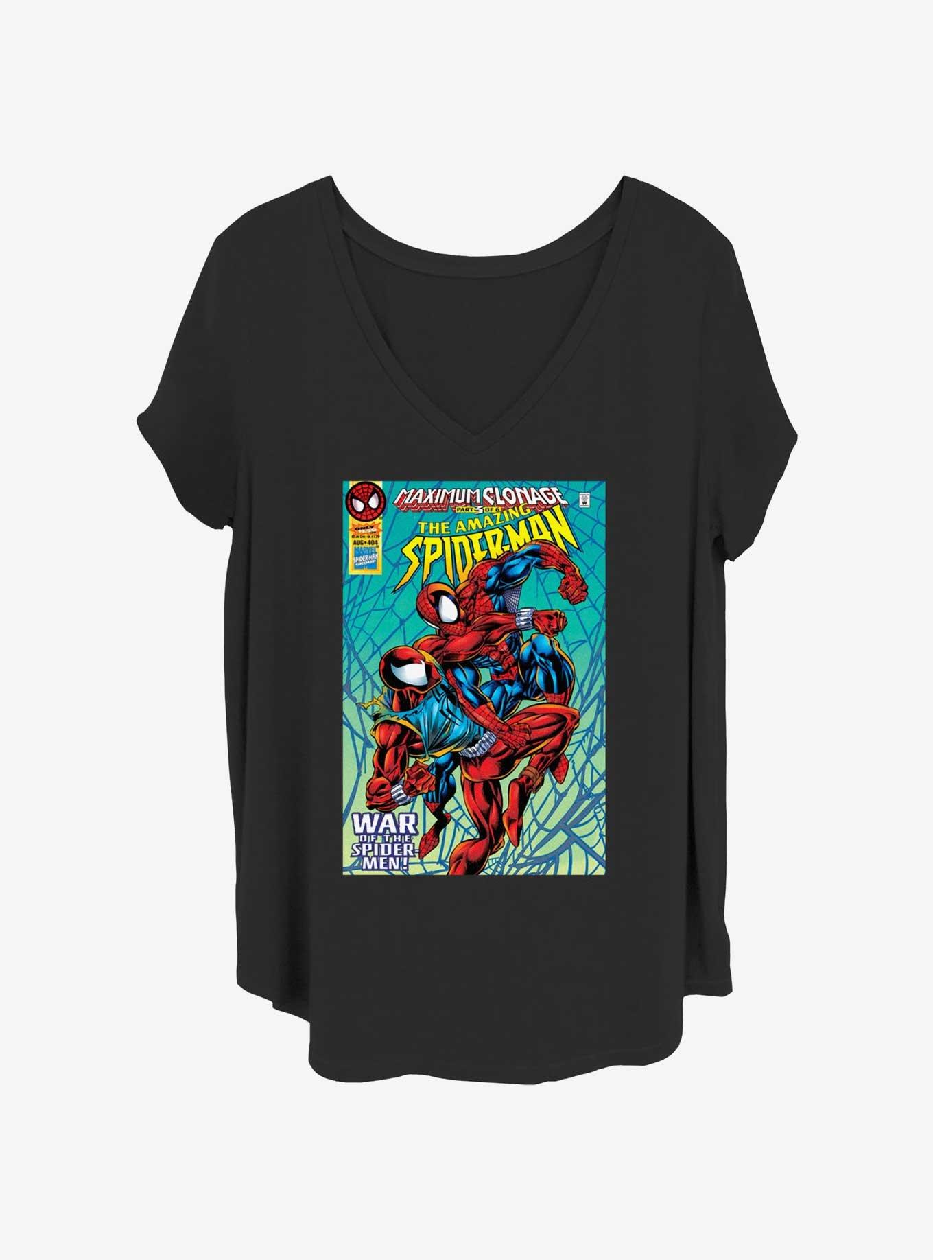 Marvel Spider-Man Clone Wars Comic Womens T-Shirt Plus Size, BLACK, hi-res