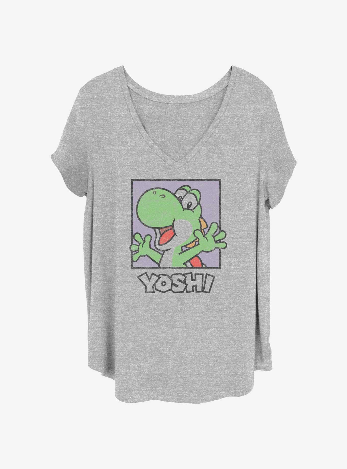 Nintendo Happy Yoshi Square Womens T-Shirt Plus Size, HEATHER GR, hi-res