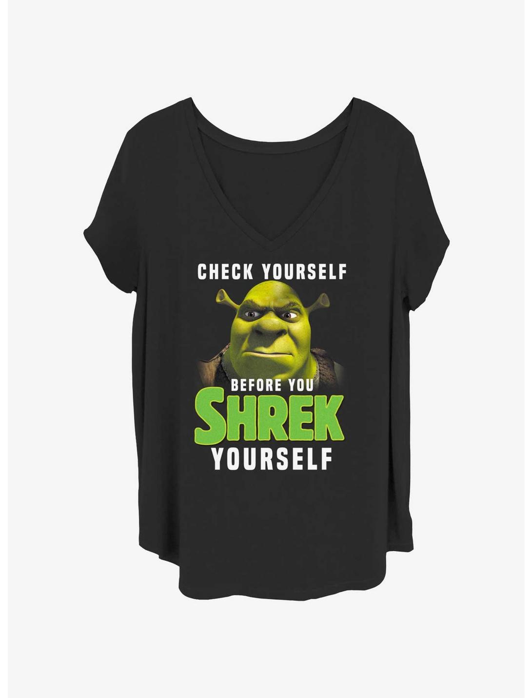 Shrek Check Yourself Before You Shrek Yourself Womens T-Shirt Plus Size, BLACK, hi-res